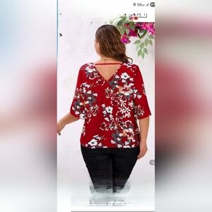 Floral Red Blouse, NEW!